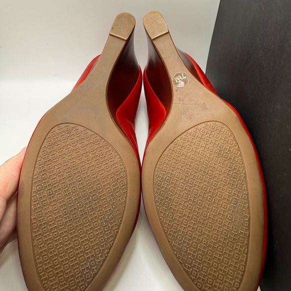 Tory Burch Scarlet Red Wedges with Gold Accent - Picture 13 of 13